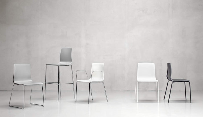 SCAB Alice Stapelbare Stoel - Set Van 4 - Duifgrijs - Chromen Poten