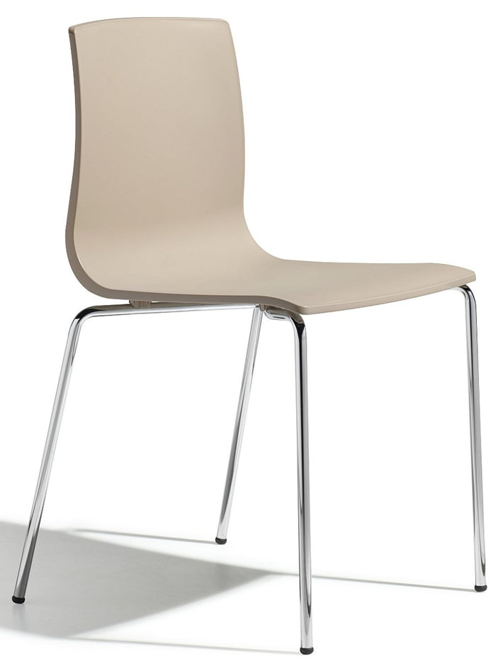 SCAB Alice Stapelbare Stoel - Set Van 4 - Duifgrijs - Chromen Poten