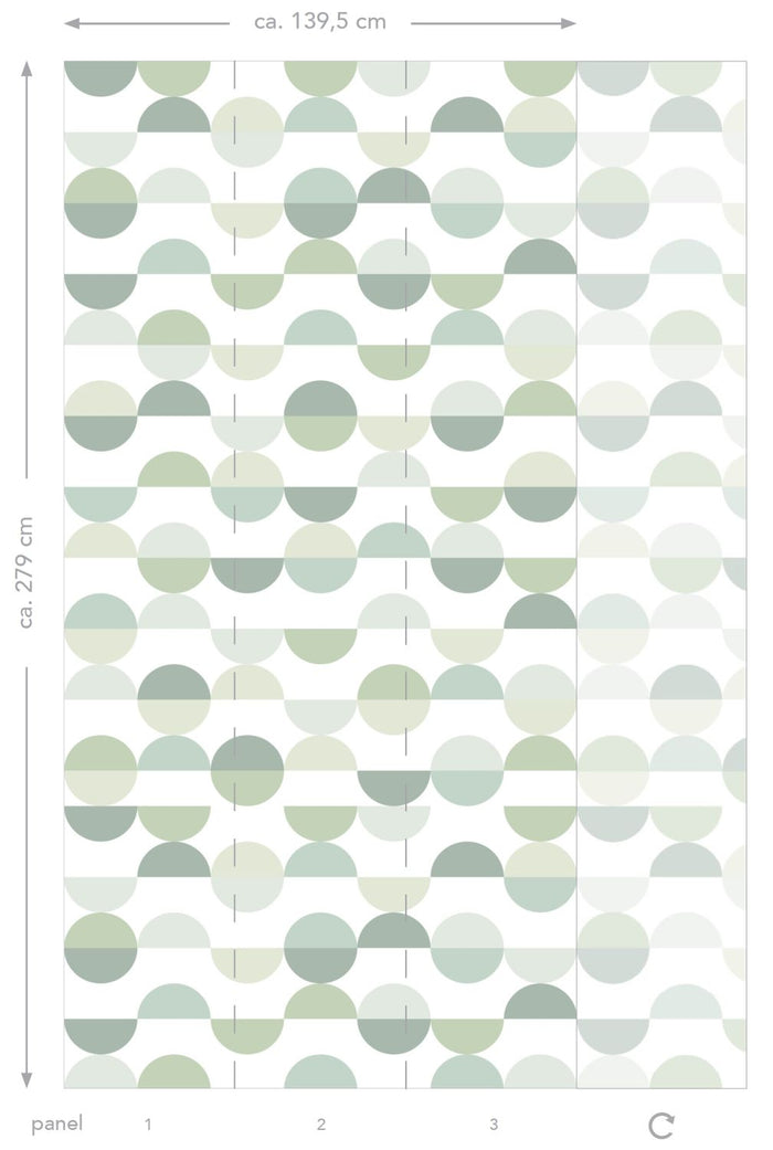 ESTAhome fotobehang halve cirkels in retro stijl groen