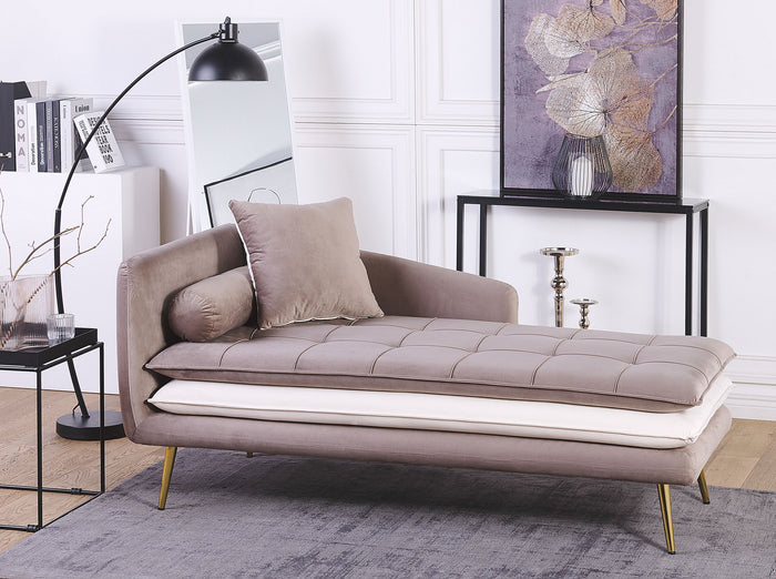 Beliani - GONESSE - Chaise longue - Taupe - Linkerzijde - Polyester