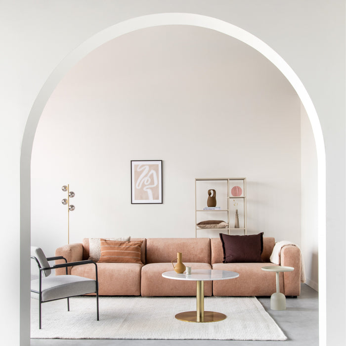 by fonQ Marble Salontafel Marmer - Ø 80 - Wit / Goud