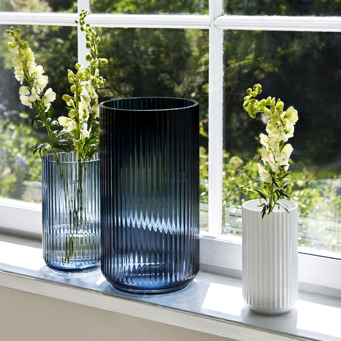 Lyngby Porcelæn Mondgeblazen Vaas Blauw H 25 cm
