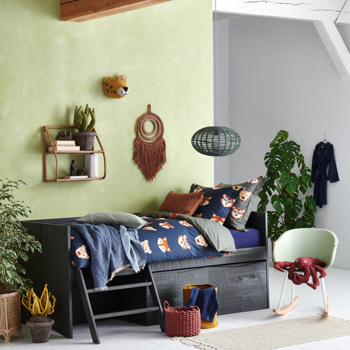 Vandyck Jungle Kids Kinderdekbedovertrek 120 x 150 cm - Jeans Blue