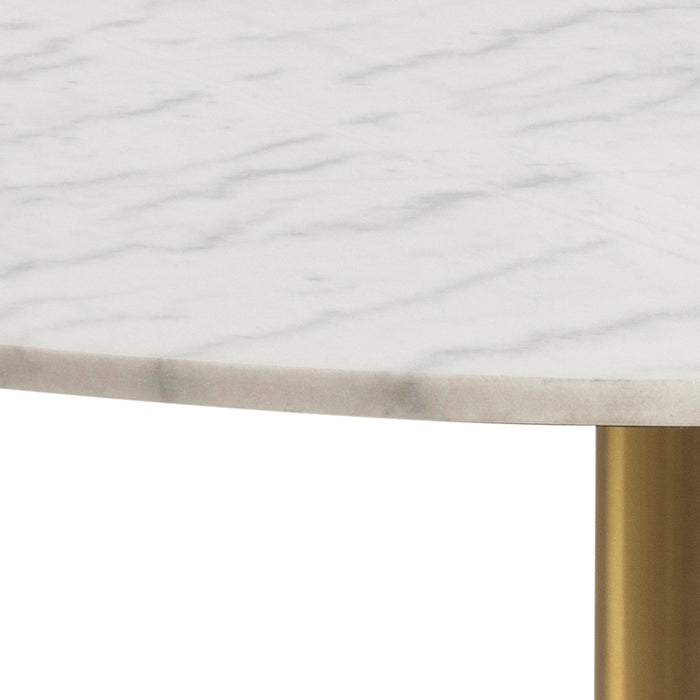 by fonQ Marble Eettafel Marmer - Ø 105 cm - Wit/Goud