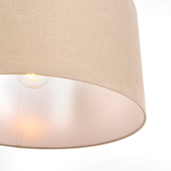 QAZQA Landelijke hanglamp wit met lichtbruine kap 50cm - Combi