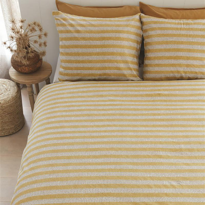 Ariadne at Home Knit Stripes Dekbedovertrek 140 x 200/220 cm - Geel