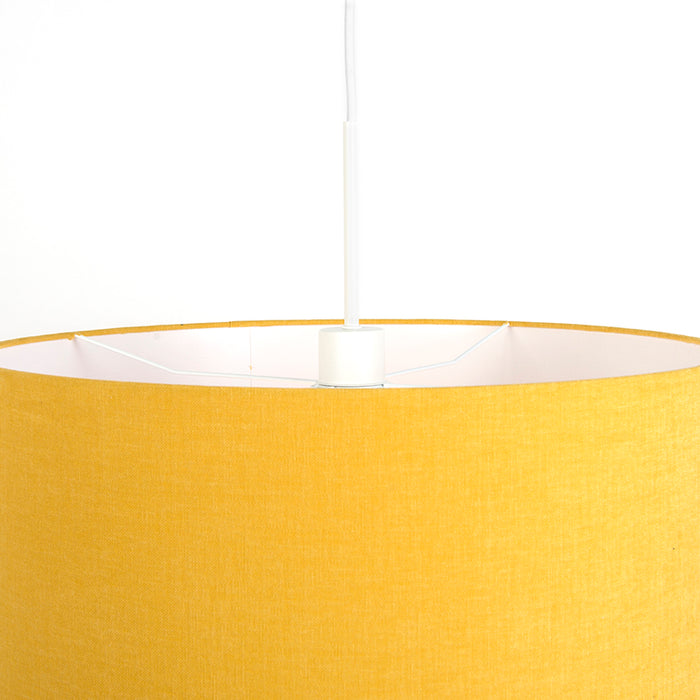 QAZQA Hanglamp wit met gele kap 50 cm - Combi 1