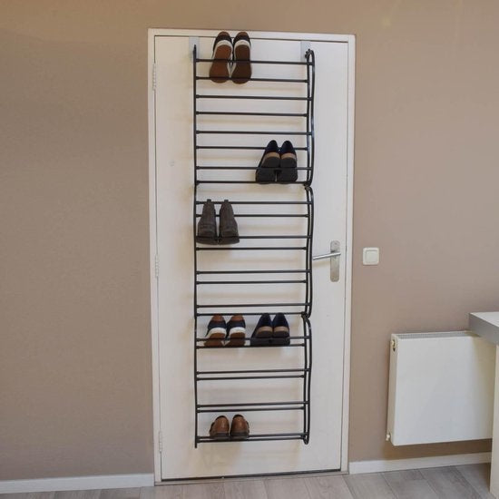 O'DADDY® Hangend schoenenrek - Opdek en Stompe deur - 20x51x182 zwart