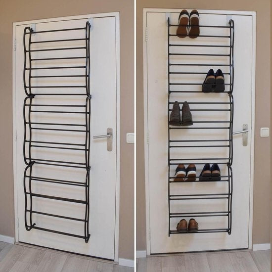 O'DADDY® Hangend schoenenrek - Opdek en Stompe deur - 20x51x182 zwart
