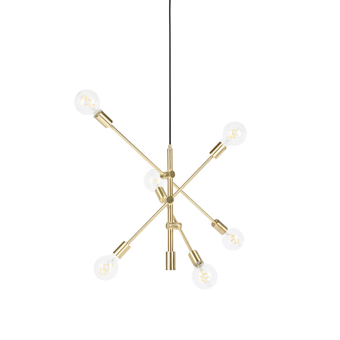 QAZQA Art Deco hanglamp messing 6-lichts - Sydney