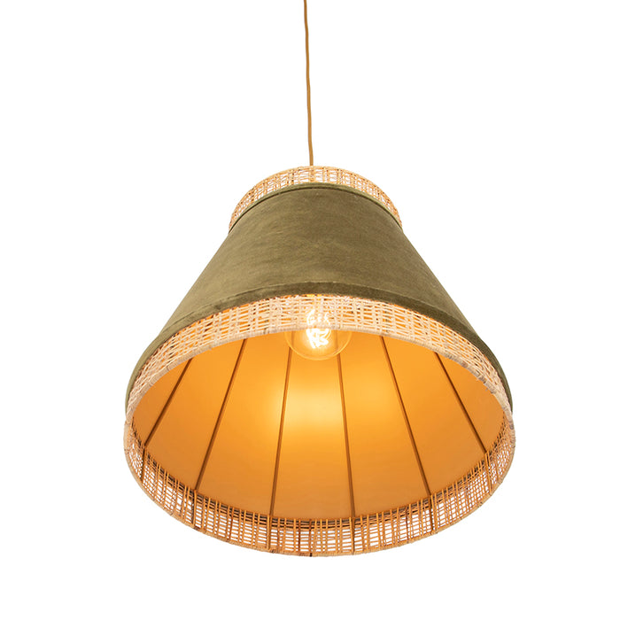 QAZQA Hanglamp frills - Groen - Landelijk | Rustiek - D 450mm