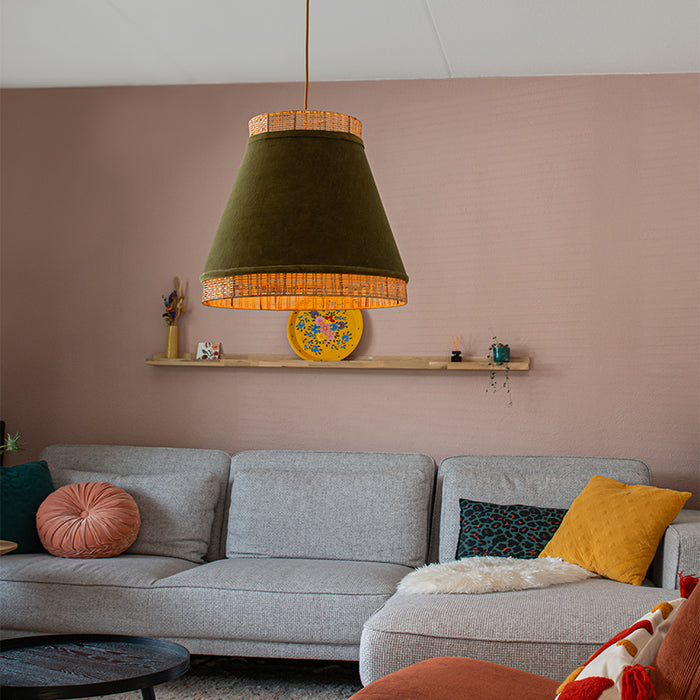 QAZQA Hanglamp frills - Groen - Landelijk | Rustiek - D 450mm