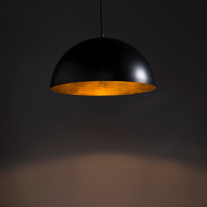 QAZQA Industriële hanglamp zwart met goud 50 cm - Magna Eco