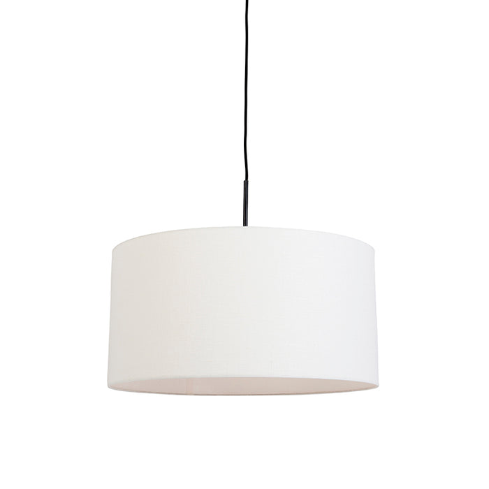 QAZQA Moderne hanglamp zwart met witte kap 50 cm - Combi 1