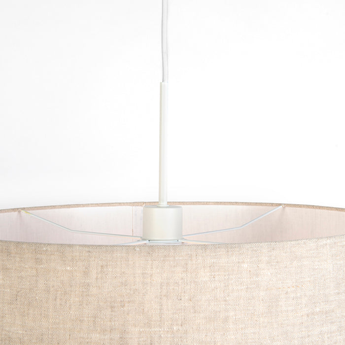 QAZQA Landelijke hanglamp wit met katoenen kap lichtgrijs 50 cm -