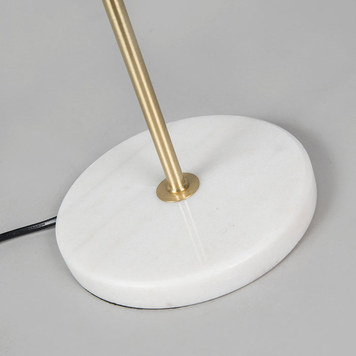 QAZQA Tafellamp messing met grijze kap 35 cm - Kaso