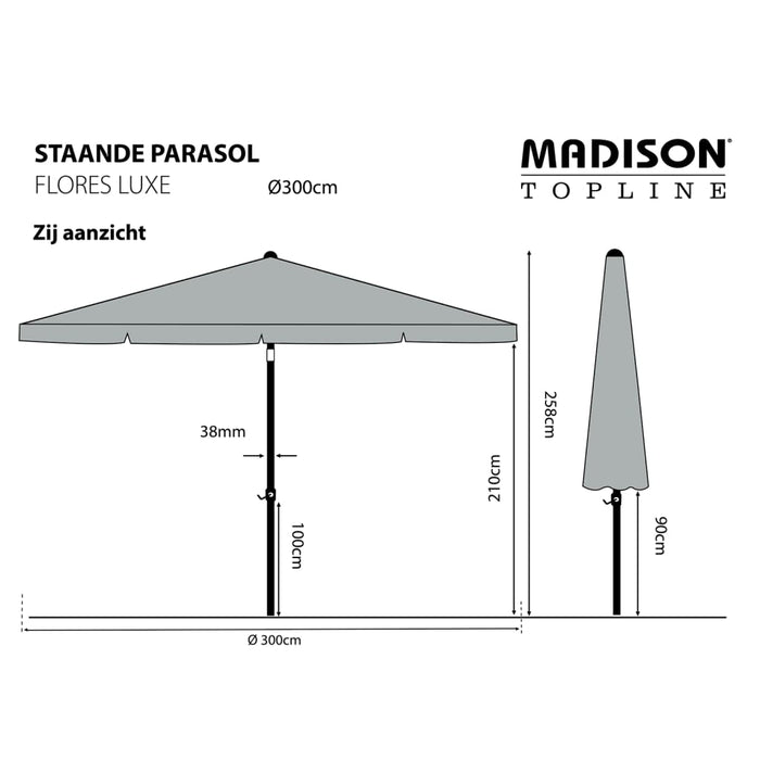 Madison Parasol Lichtgrijs