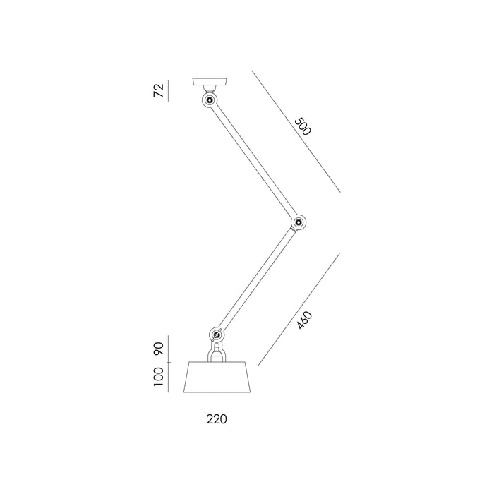 Bolt Upperfit 2 Arm plafondlamp Ø22 install Striking Orange