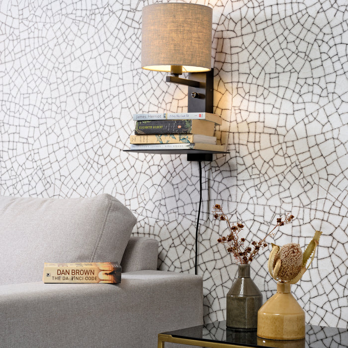 it's about RoMi Florence Wandlamp H 42 cm - Zwart / Dark Linnen