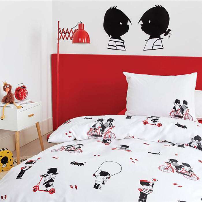 FIEP Buitenspelen Dekbedovertrek 140 x 200/220 cm - Rood