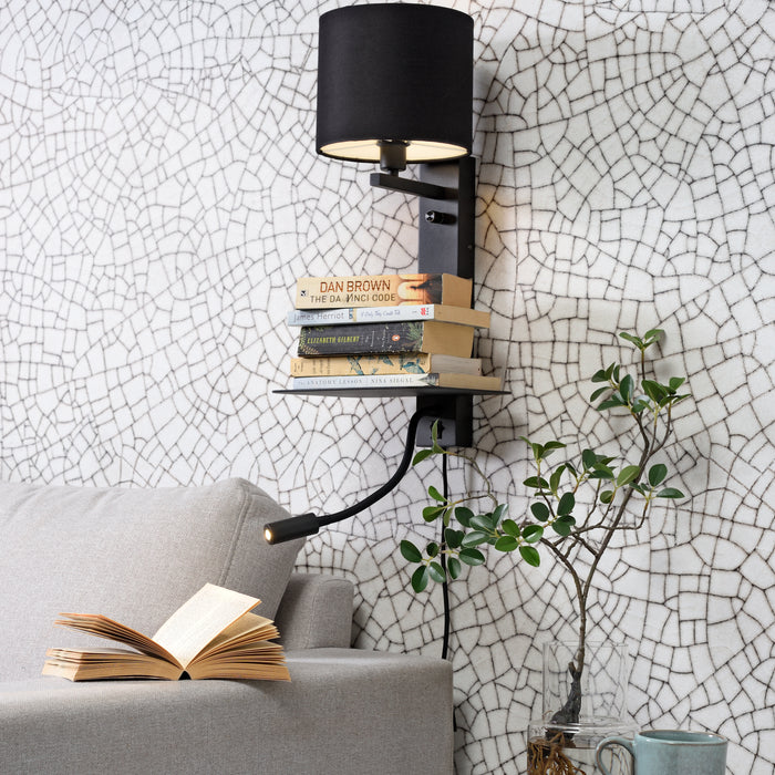 it's about RoMi Florence Wandlamp met Leeslamp - Zwart / Zwart