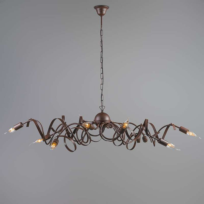 QAZQA Landelijke kroonluchter bruin 10-lichts - Ricciolo