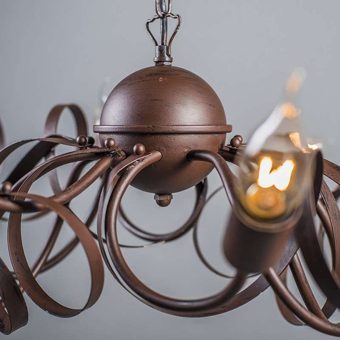 QAZQA Landelijke kroonluchter bruin 10-lichts - Ricciolo