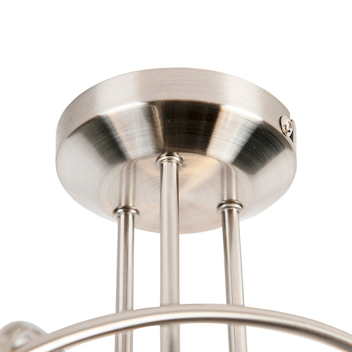 QAZQA Klassieke plafondlamp staal 3-lichts - Fortress