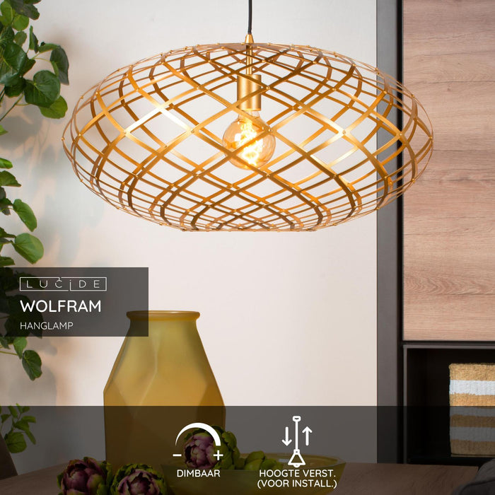 Lucide WOLFRAM Hanglamp - Mat Goud | Messing