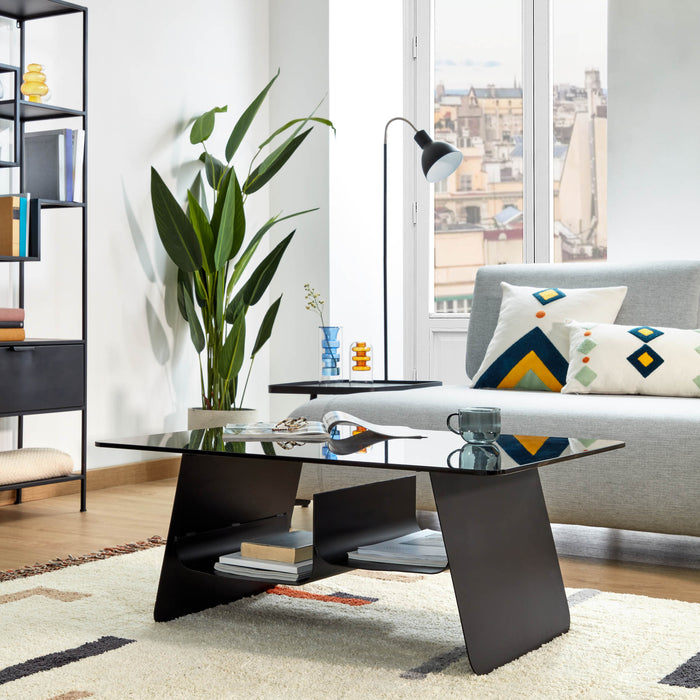 Kave Home - Charlize vaas in transparant en blauw glas