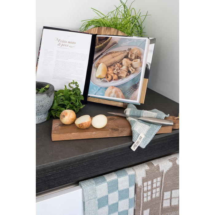 Knit Factory Gebreide Keukendoek  House - Ecru|Rood - 50x50 cm