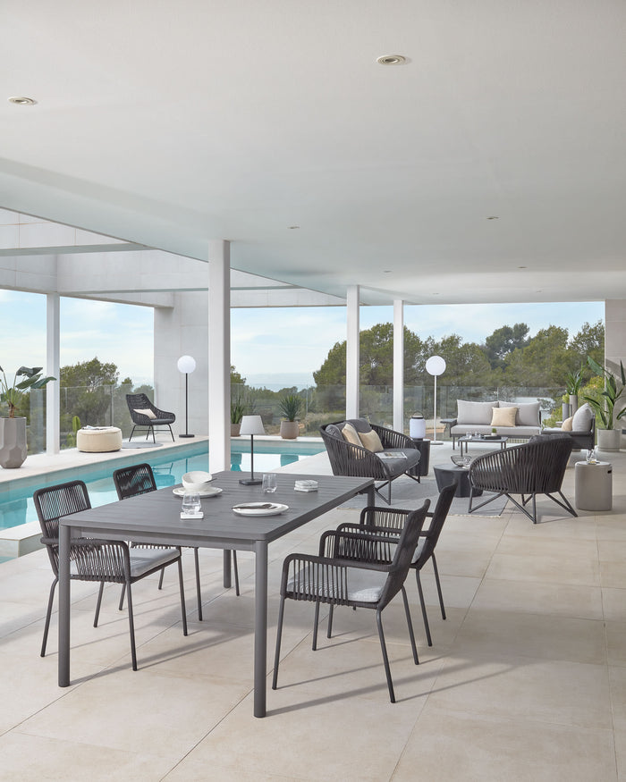 Kave Home - Samanta stoel in zwart touw en gegalvaniseerde stalen