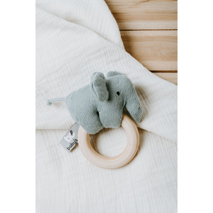 Baby's Only Houten rammelaar olifant - Stonegreen