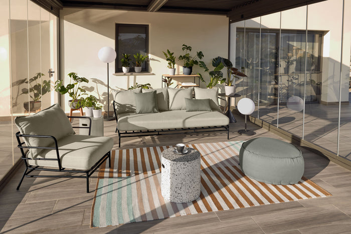 Kave Home - 3-zitsbank Mareluz van zwart staal 197 cm