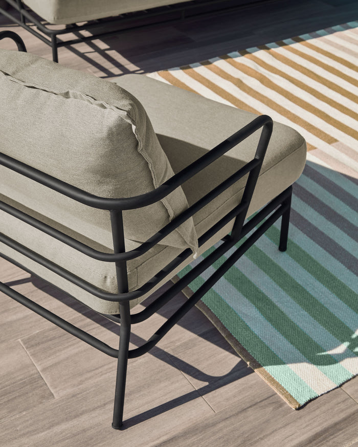 Kave Home - 3-zitsbank Mareluz van zwart staal 197 cm