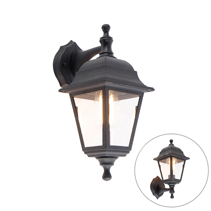 QAZQA Klassieke buiten wandlamp zwart IP44 - Capital