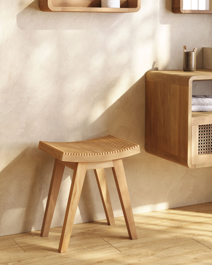 Kave Home - Sabiela massief teakhouten badkamermeubel 86 x 45 cm