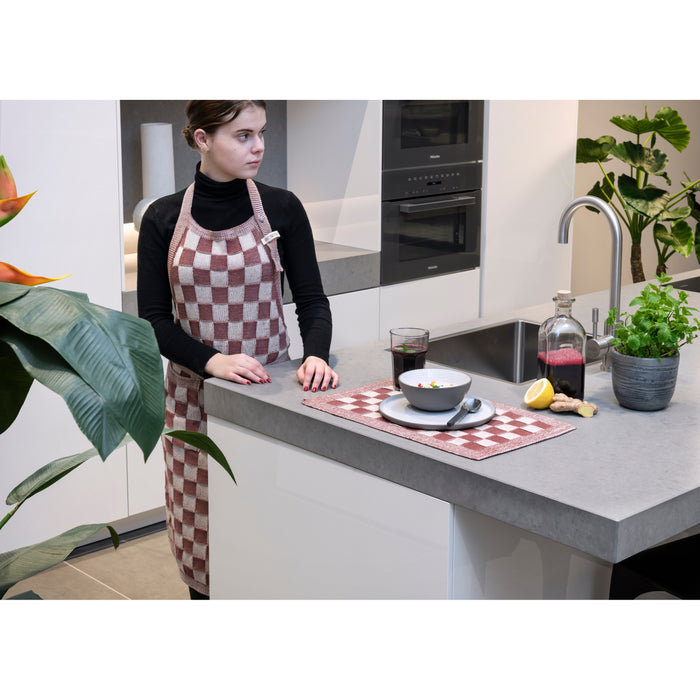 Knit Factory Gebreide Keukenschort  Block - Ecru|Linnen