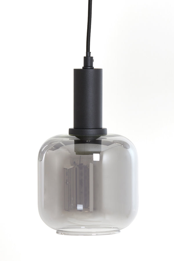 Light&living Hanglamp 5L 110x22x32 cm LEKAR zwart+smoke glas