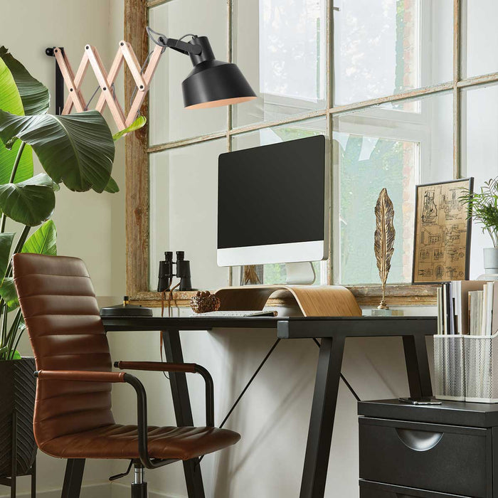 Anne Lighting Porter wandlamp zwart hout kapdiameter: 18 cm