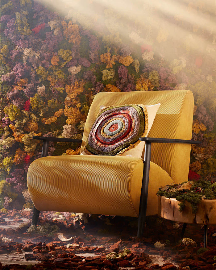 Kave Home - Fauteuil Meghan in corduroy mosterd met massief