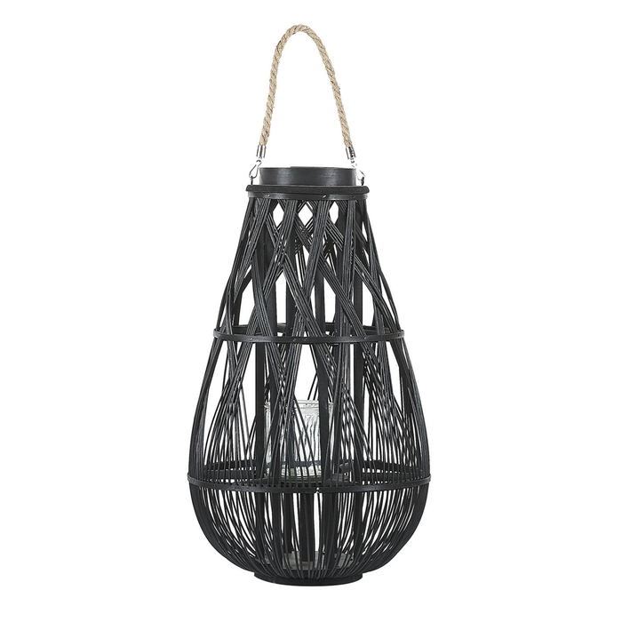 Beliani - TONGA - Lantaarn - Zwart - Bamboehout