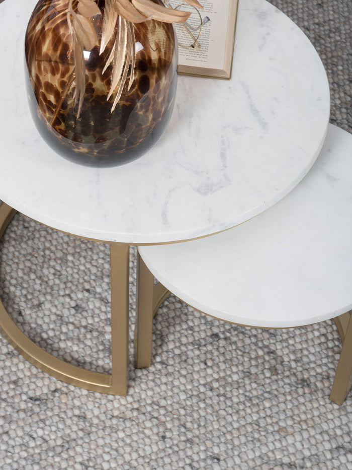 Salontafel Jasmin Marmer - Set van 3 - Wit|Goud