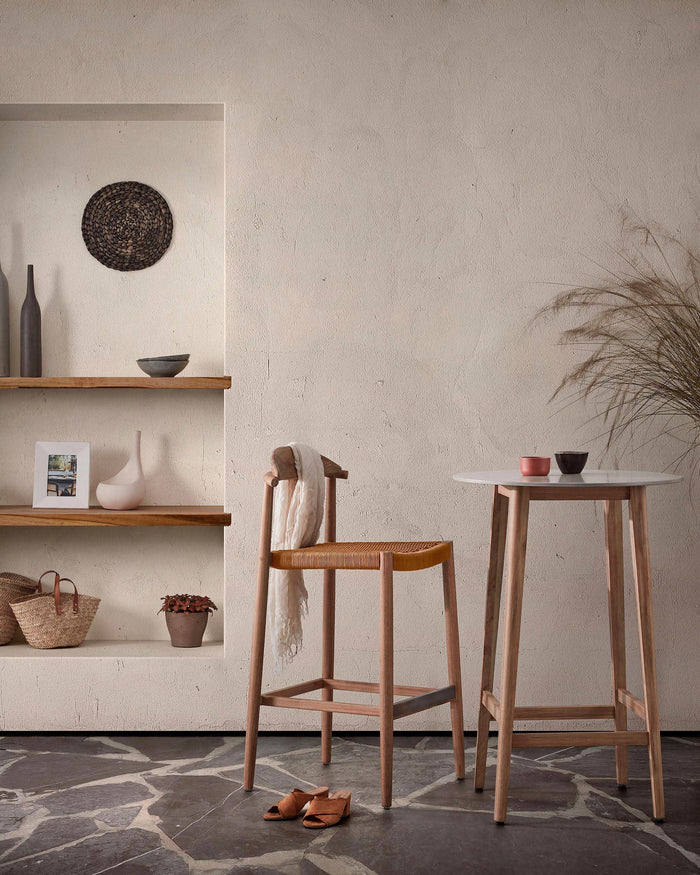 Kave Home - Nina massief acaciahouten kruk hoogte 76 cm