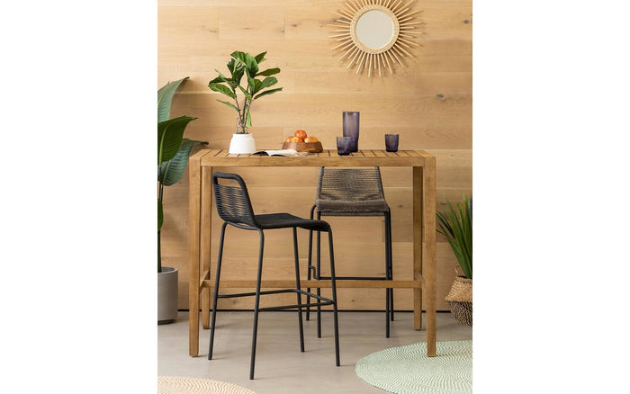 Kave Home - Lambton kruk in zwart touw en staal met zwarte afwerking