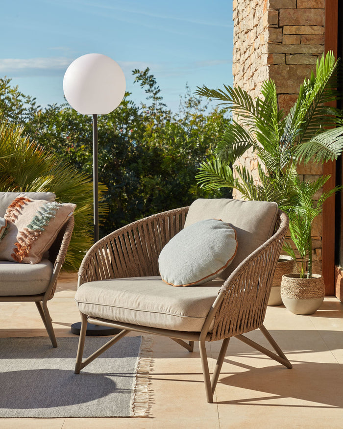 Kave Home - Branzie bruine fauteuil van touw