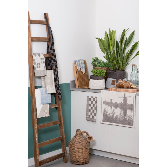 Knit Factory Gebreide Keukendoek  House - Ecru|Jeans - 50x50 cm