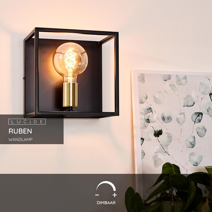 Lucide RUBEN - Wandlamp - 1xE27 - Zwart