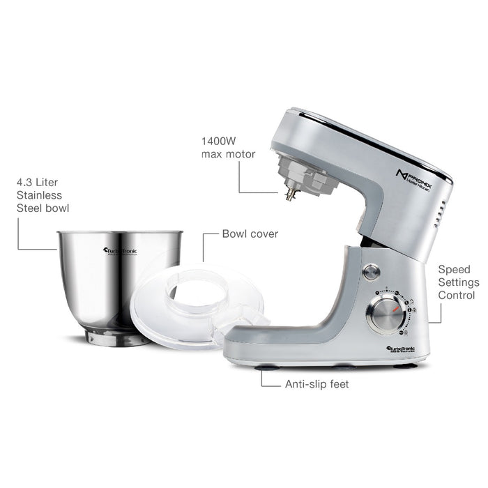 TurboTronic TT-017 Keukenmachine 1400W 4.3 L - Zwart