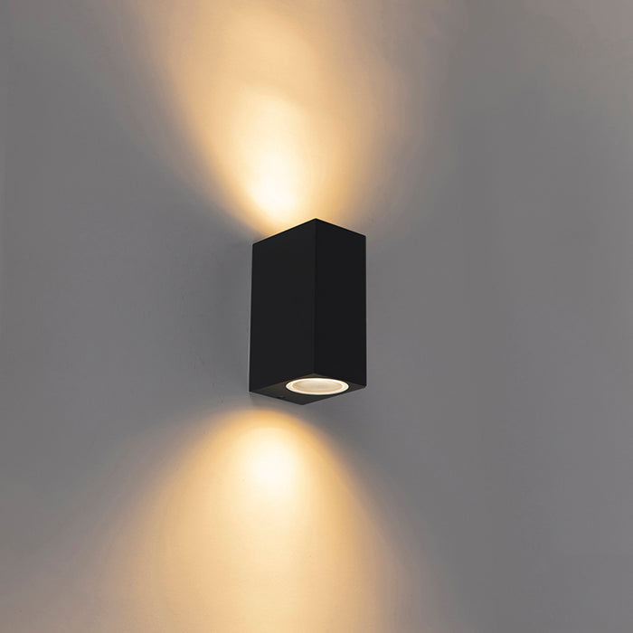 QAZQA Set van 2 moderne wandlampen zwart 2-lichts IP44 - Baleno